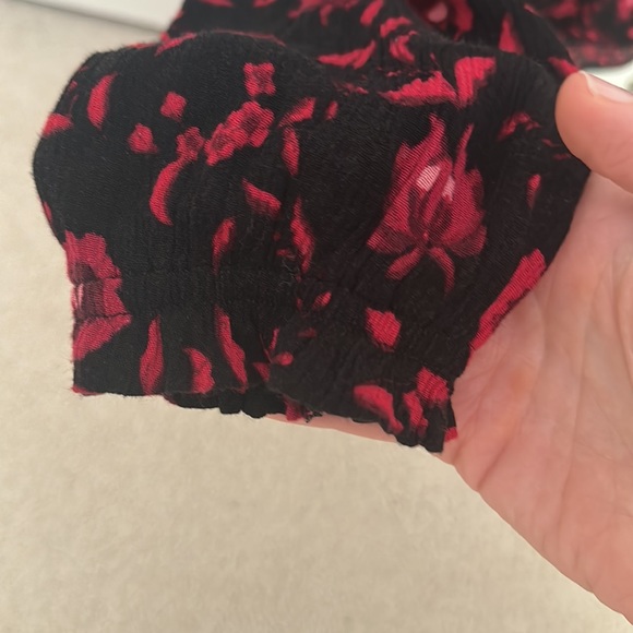 Velvet by Graham & Spencer Black and Red Floral Blouse - Picture 3 of 3